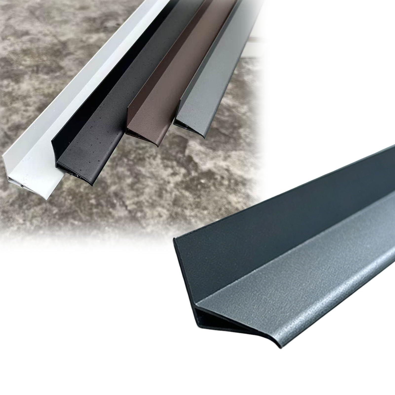 Balcony Metal Rain Drip Edge Flashing, Vertical Wall Rainwater Blocker Guard Strip, Anti-Runoff Patio Diverter Trim, Water Drainage Drip Cap Deflector(Gray)