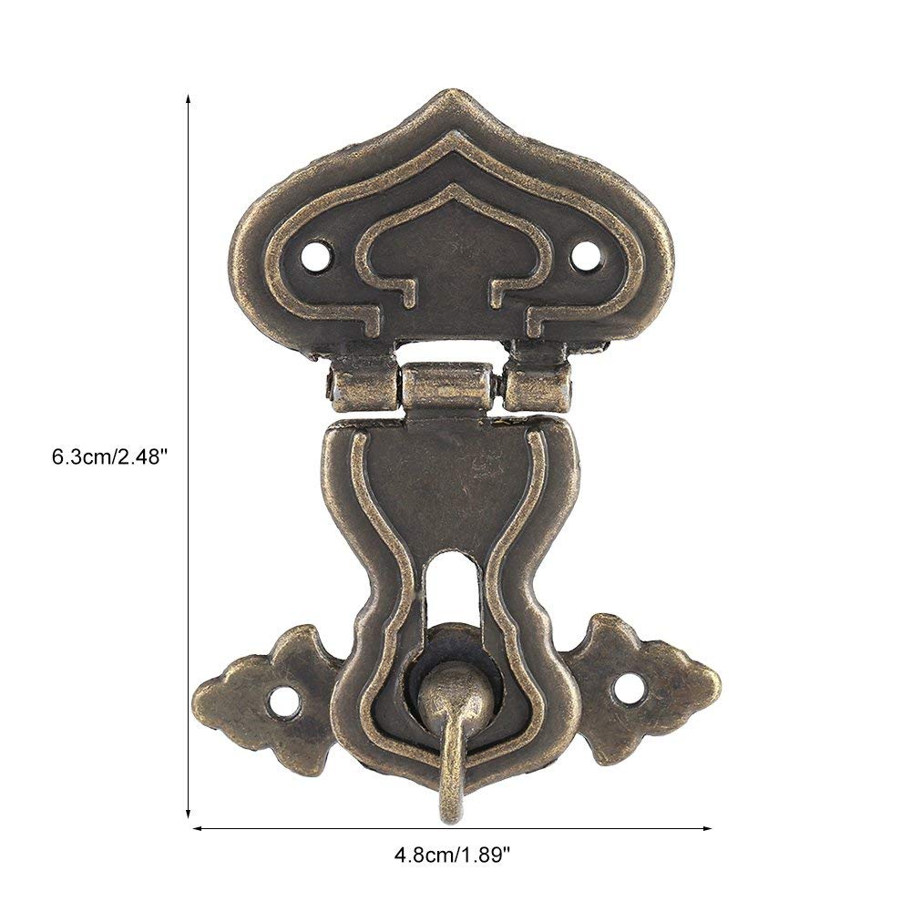 Cierre de Pestillo de Bronce, Trabas para Armario de 63 x 48 mm Estilo Antiguo para Pequeñas Cajas de Joyería Maletas y Armarios 10 Unids