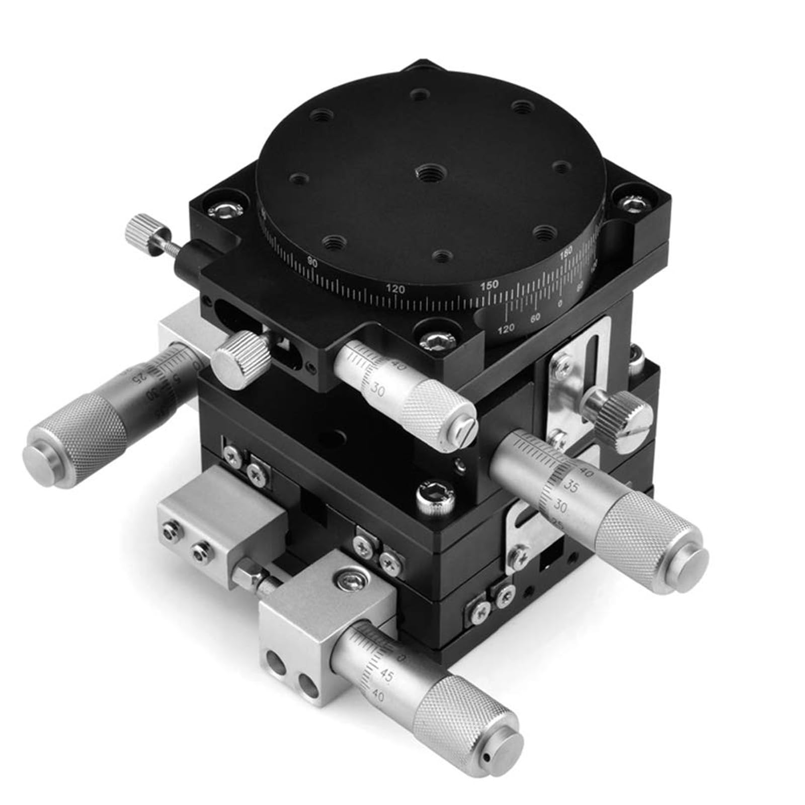 XYZR 4 Axis Manual Linear Stage, 3.54"x3.54" Positioning Stage 90mmx90mm Bearing Tuning Platform, Aluminum Alloy Sliding Table, LT90-LM Translation Stage, Load Capacity 29.4N