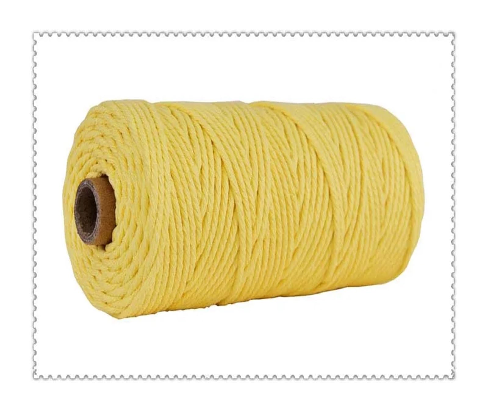 Macrame Rope Twisted String,Cotton Cord Multicolor 3mm for DIY Home Wedding Decoration 110 Yards(Macaroon Yellow)