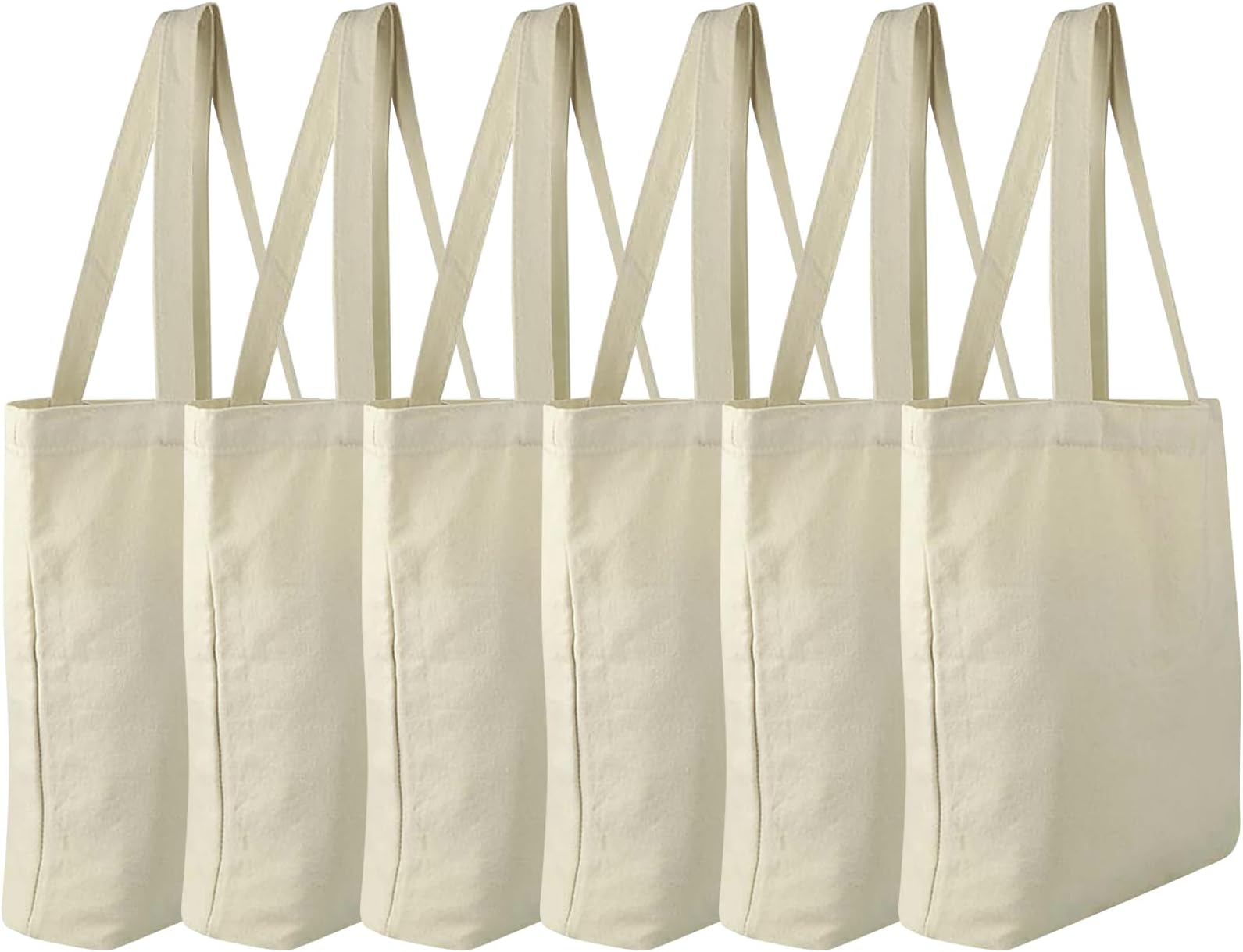 - 3/5/6/12 Pack Canvas Tote Bags,Heavy Duty Reusable Grocery Bag 12.2"x14.2" Blank Cotton Bags for DIY,Painting