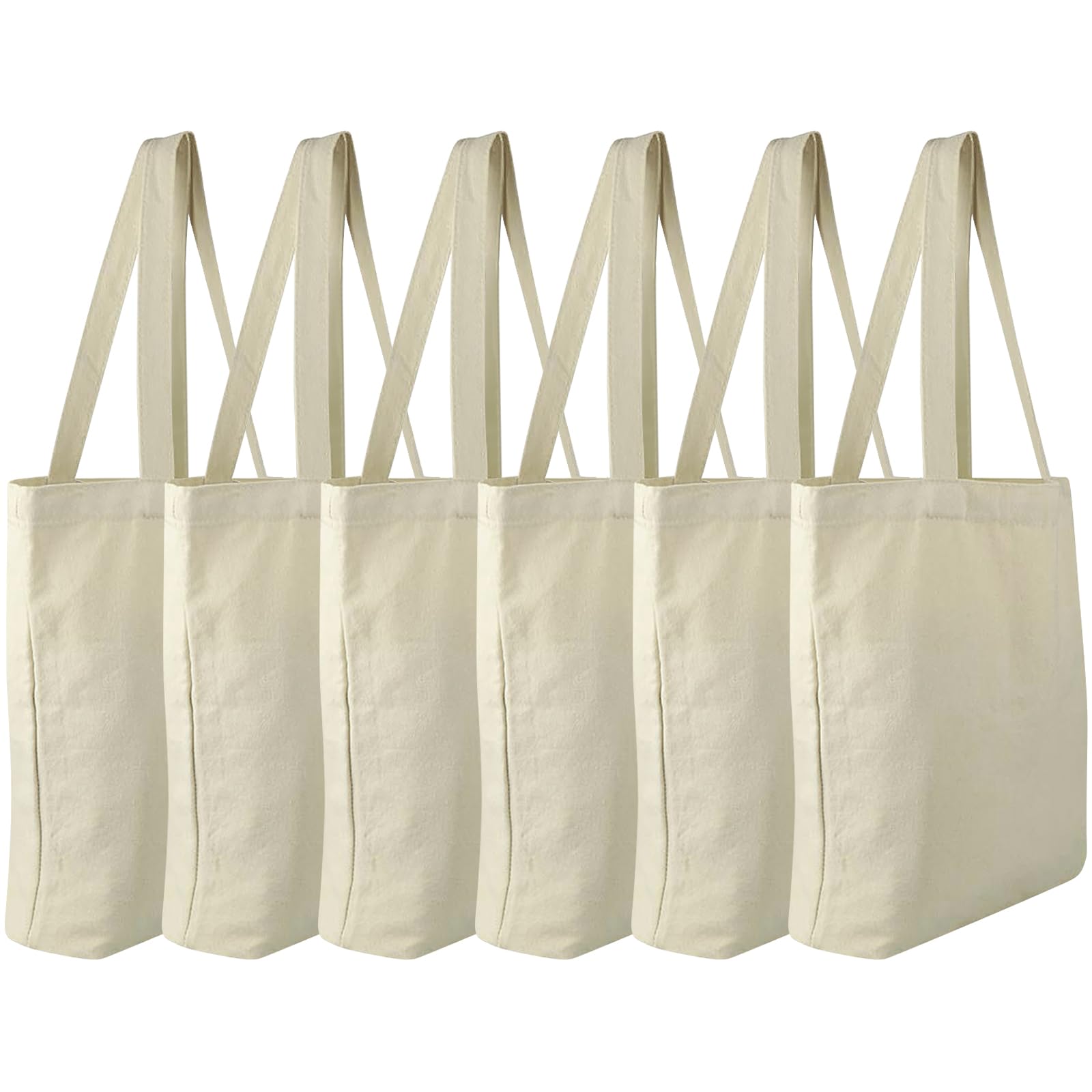 Faylapa 3/5/6/12 Pack Canvas Tote Bags,Heavy Duty Reusable Grocery Bag 12.2"x14.2" Blank Cotton Bags for DIY,Painting