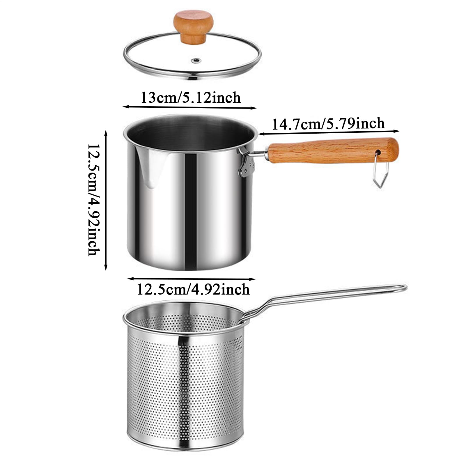 Pentola per olio in acciaio inox, contenitore resistente, 27 x 12 cm, recipiente da cucina con cestello, filtro per grasso in metallo, supporto per olio da cucina con facile versamento, pentola per