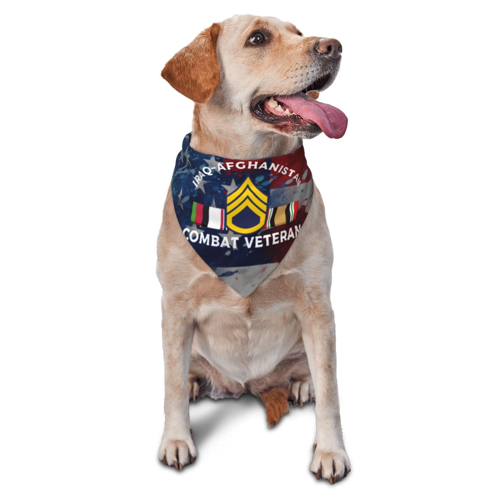 Us Army Staff Sergent Iraq-Afghanistan Combat Veteran Dog Scarf Pet Bandana Cat Pet Bibs