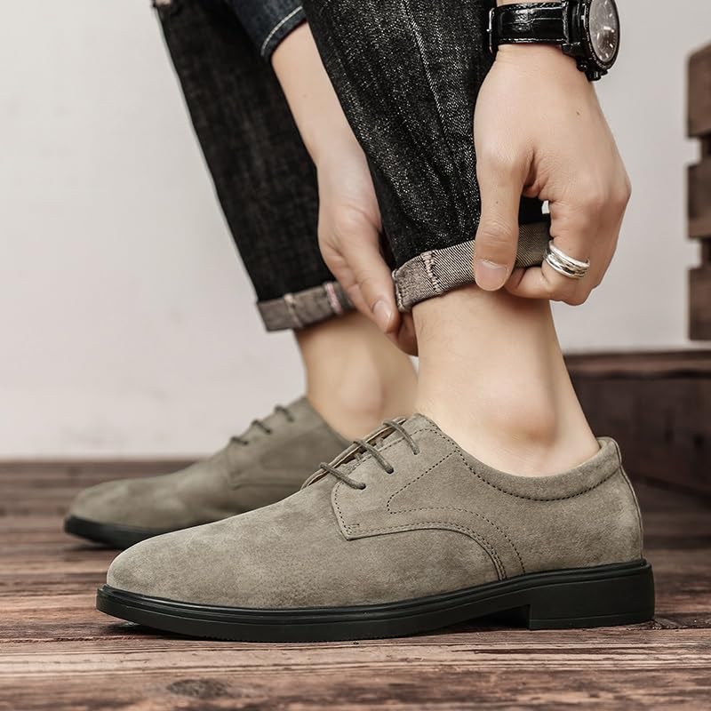 Dress Formal Shoes for Men Lace Up Round Toe Vegan Leather Derby Shoes Block Heel Low Top Anti-Slip Party4