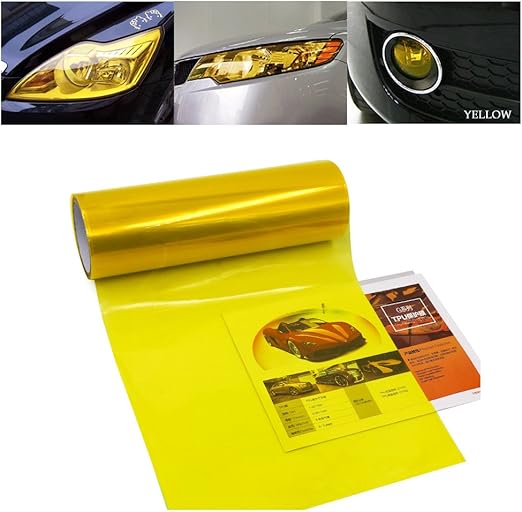 1797 Car Light Tint Film Headlight Fog Light Taillight Yellow Tinted Vinyl Tail Back Color Sticker Self Adhesive Shiny Chameleon Accessories Parts 48 inch x12 inch 1pc