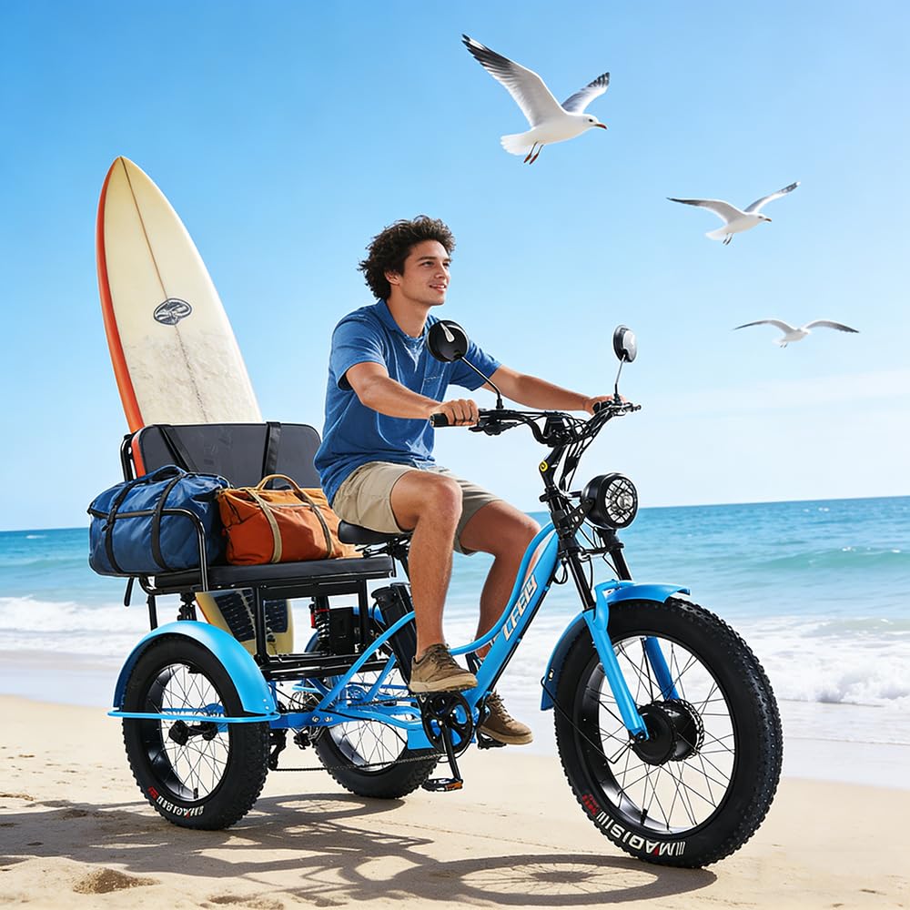Triciclo elettrico per adulti da 24 pollici con pedalata assistita, sedile multifunzionale, display LCD, faro, acciaio ad alto tenore di carbonio, portata massima 150 kg, ideale per strade u