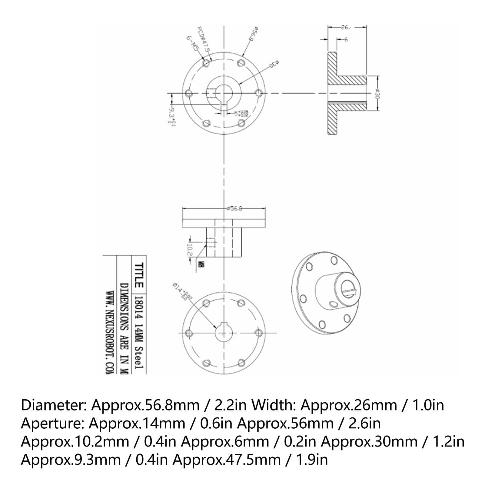 Buje de llave de acero inoxidable, conector de acoplamiento de brida 18014 de 14 mm, piezas de repuesto de acoplamiento de eje RC con ranura de cadena para accesorio RC