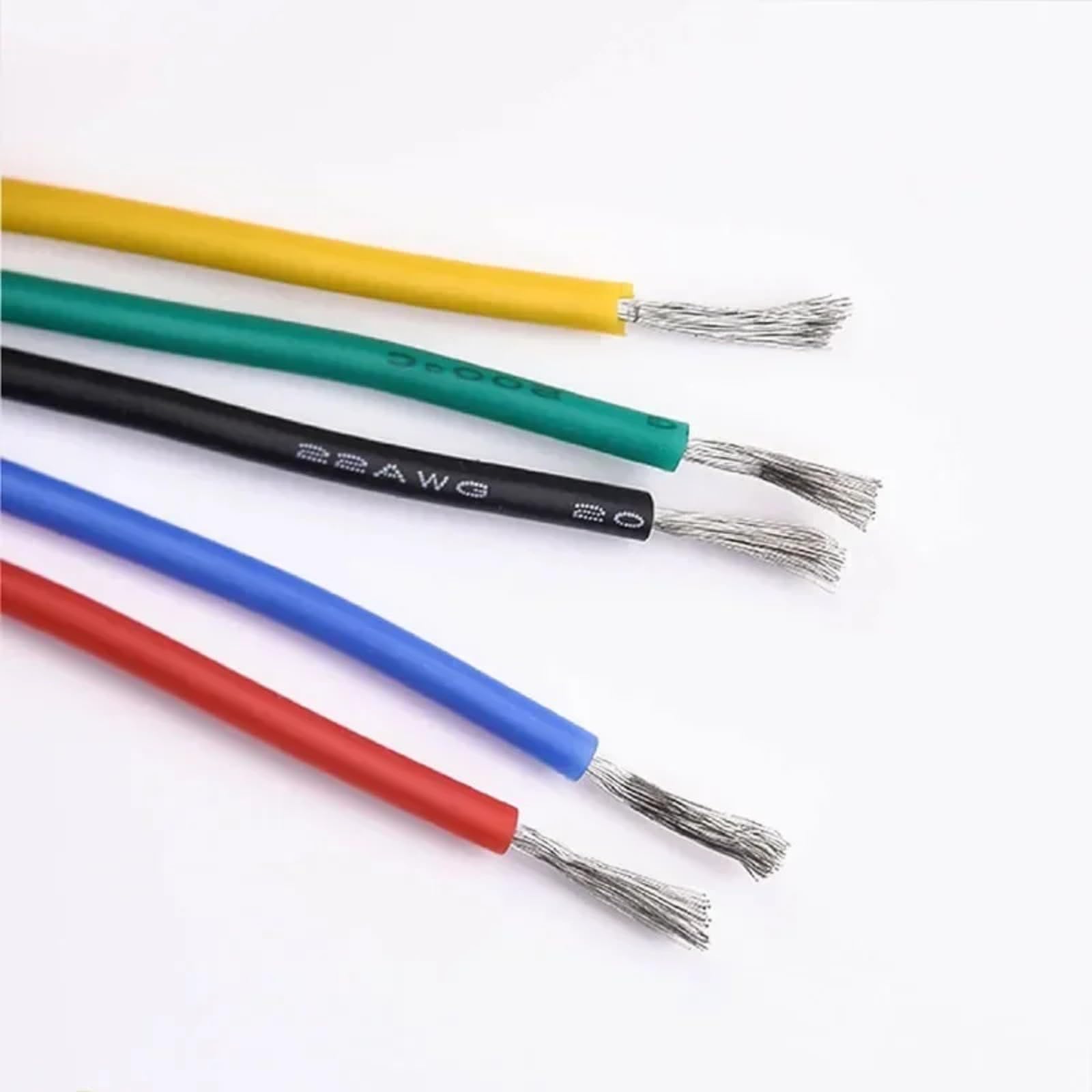 Silicone blando DIY5 color mixto cable conjunto 30awg 28 26 24 22awg 20awg 18awg 16awg de cobre estaño resistente a altas temperaturas(Yellow box 2; 24 AWG 5 x 10m)