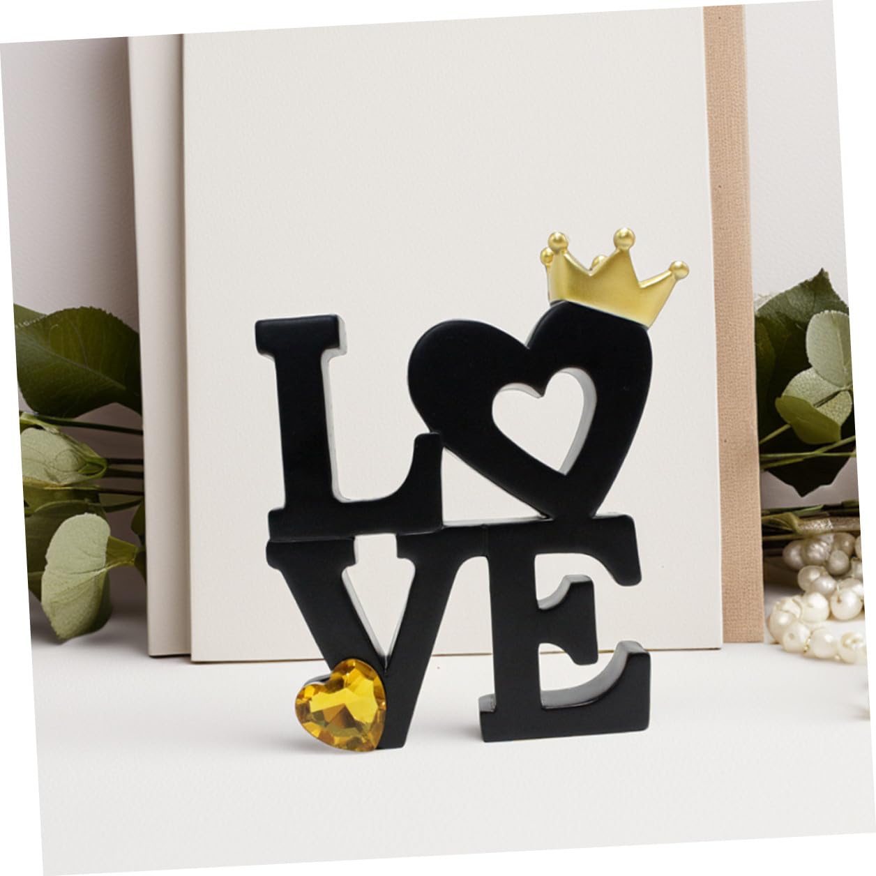 VICASKY Cartello da Tavolo Scritta Love in Legno Nero Decorazione da Tavolo Romantica per Matrimoni e San Decorazioni da Cucina Artigianali per Arredamento Casa