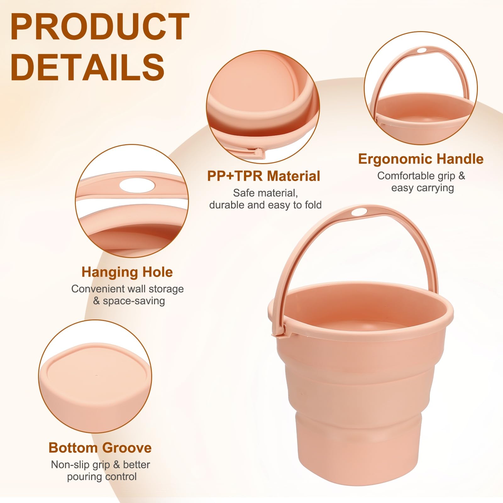 METALLIXITY Seau à eau pliable 5 L - Rose