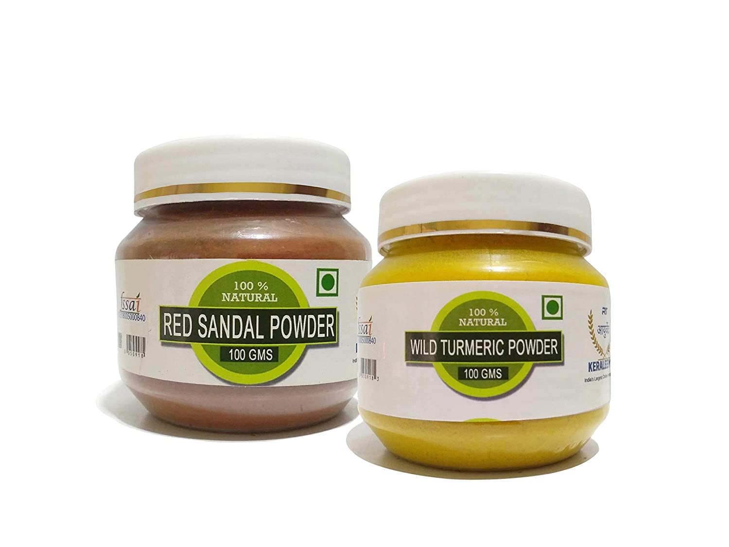 AZAZRAINTECH HERBALS Combo of Herbal Face Pack - Red Sandalwood Powder 100gm and Wild Turmeric Powder, 100gm