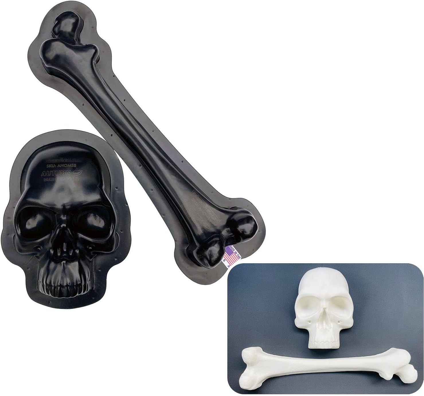 AUTUMN Skull and Bone Halloween Garden Decor Mold, Concrete Cement Mold, Skull and Bone for Garden Figure, DIY Outdoor Decor, Skull and Bone Statue for Garden