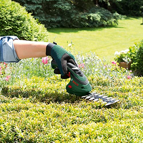 Bosch Akku Grasscheren Set Isio (3,6 Volt, Messerlänge 12 cm, Messerabstand 8 mm, mit XL-Gartenhandschuhen inklusive) – Amazon Edition – Ansicht 5