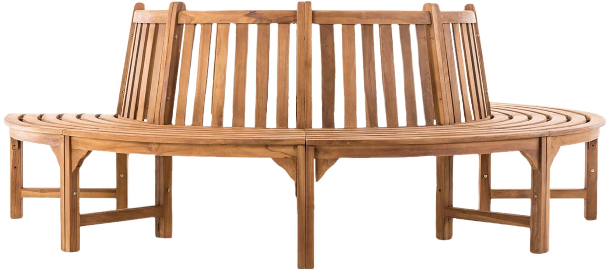 CLP Banco Semicircular Lehming De Madera Teca para 4 Personas I Silla para El Jardín Resistente A La Intemperie con Respaldo, Tamaño:250 cm