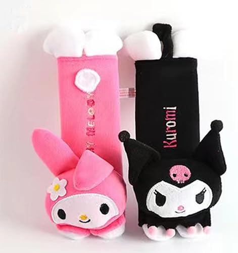 Funda Kawaii para cinturón de seguridad de automóvil, lindo juego de 2 piezas de correa de asiento de anime, protector de cuello para decoración de