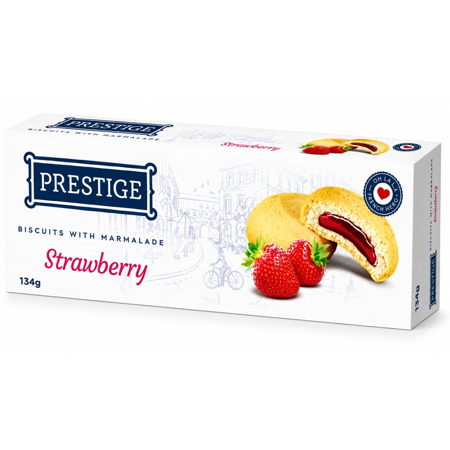 PRESTIGE - Biscuits with Marmalade Strawberry (134g) By COUGAR | Soft Filled Biscuits with Strawberry Fruit Filling | Premium Sweet Snack for Kids & Family | Perfect Tea Time Biscuit Treat Pack – (Imported-BULGARIA)-image-25