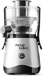 Magic Bullet Mini juicer, bancada de economia de espaço, canal de alimentação de 2 polegadas para frutas e legumes, 400 W, design compacto, preto/prata, MBJ10100