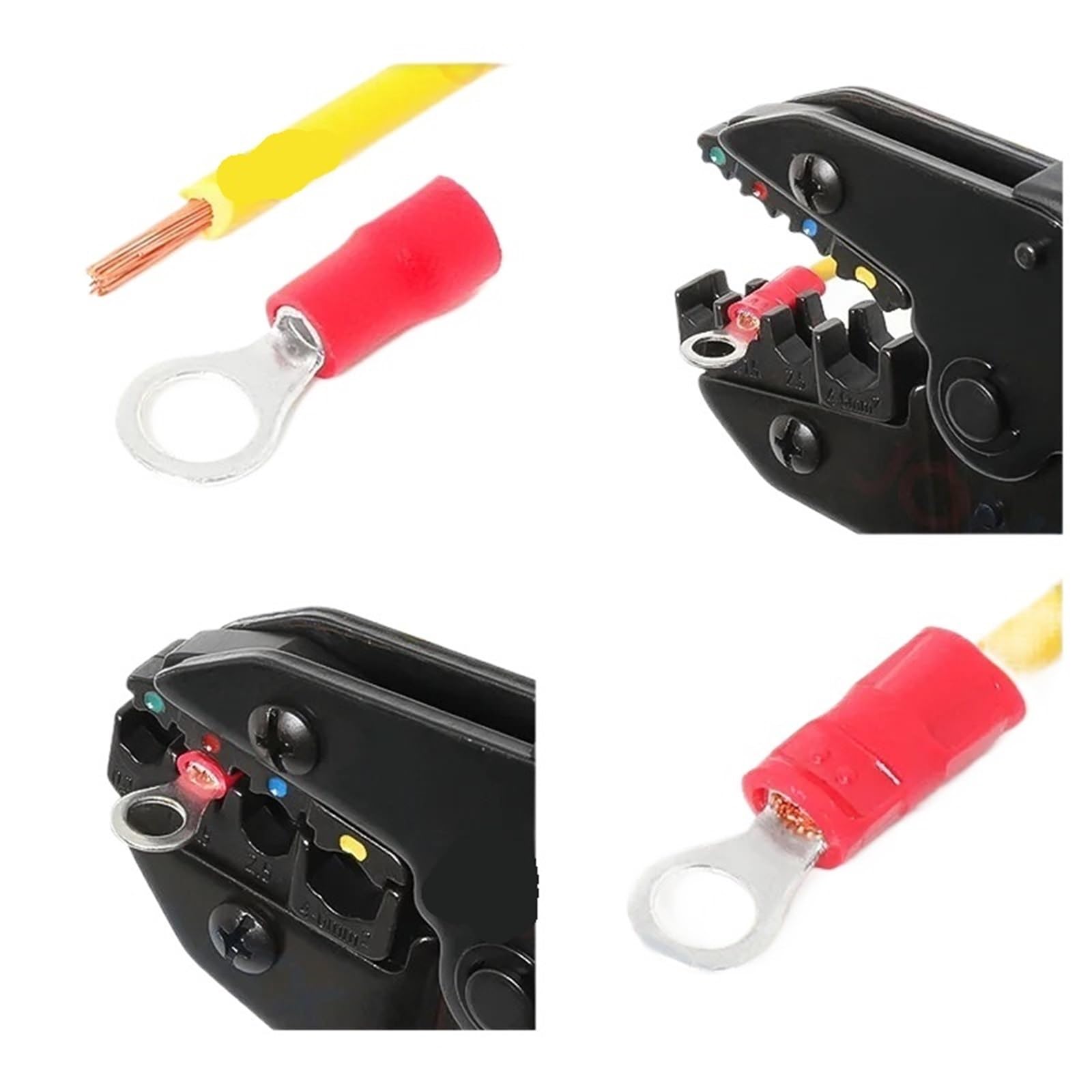 Terminales de engarzado anillo, conector Cable eléctrico M4/M5/M6, terminales casquillo aislados redondos for conexión Cables empalme rápido, 460 Uds Para Automóviles y Decoración Del Hogar