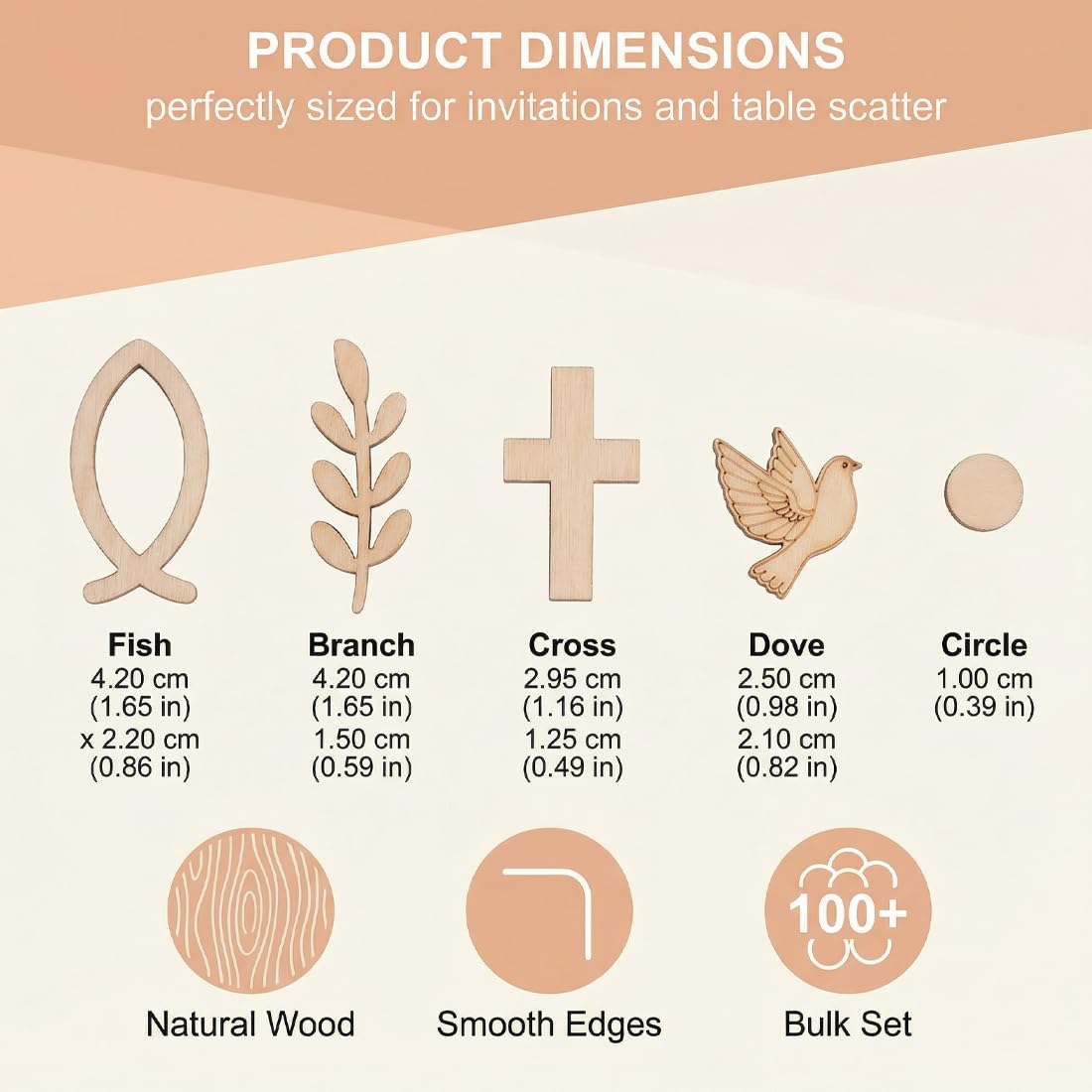 100 pièces de décoration en bois pour baptême, convenant aux fêtes prénatales, baptêmes, fêtes de garçons/filles et autres occasions