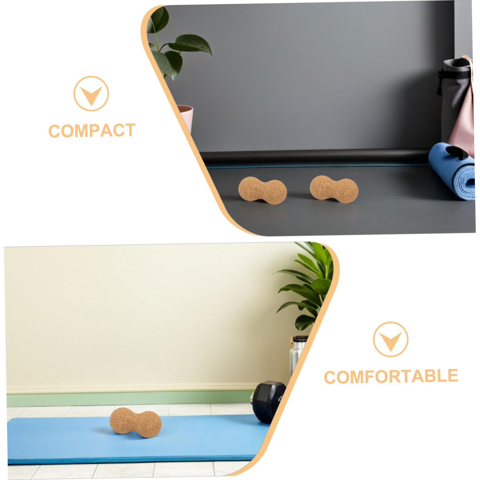 2piezas Bolas de Masaje de Espalda de Corcho Balones de Masaje de Cacahuete para Relajar la Espalda Cuello Masajeador Compacto para Yoga y Fitness