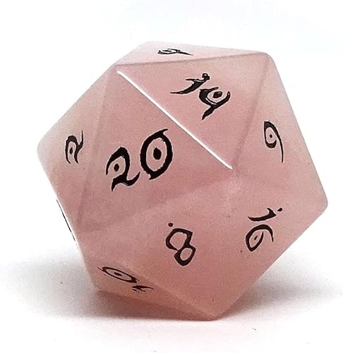 Miniatura 5 de Dados de piedra semipreciosa D20 individuales con fuente Elvenkind (howlita blanca)