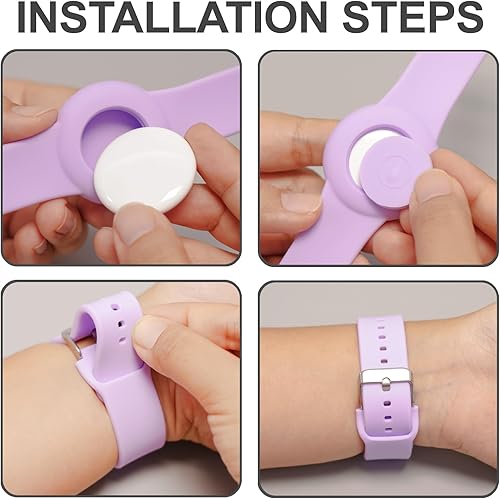 Miniatura 10 de XEEWEN Paquete de 2 bonitos soportes impermeables para Airtag para pulsera de reloj para niños y niñas, funda de pulsera Kawaii mariposa sirena para