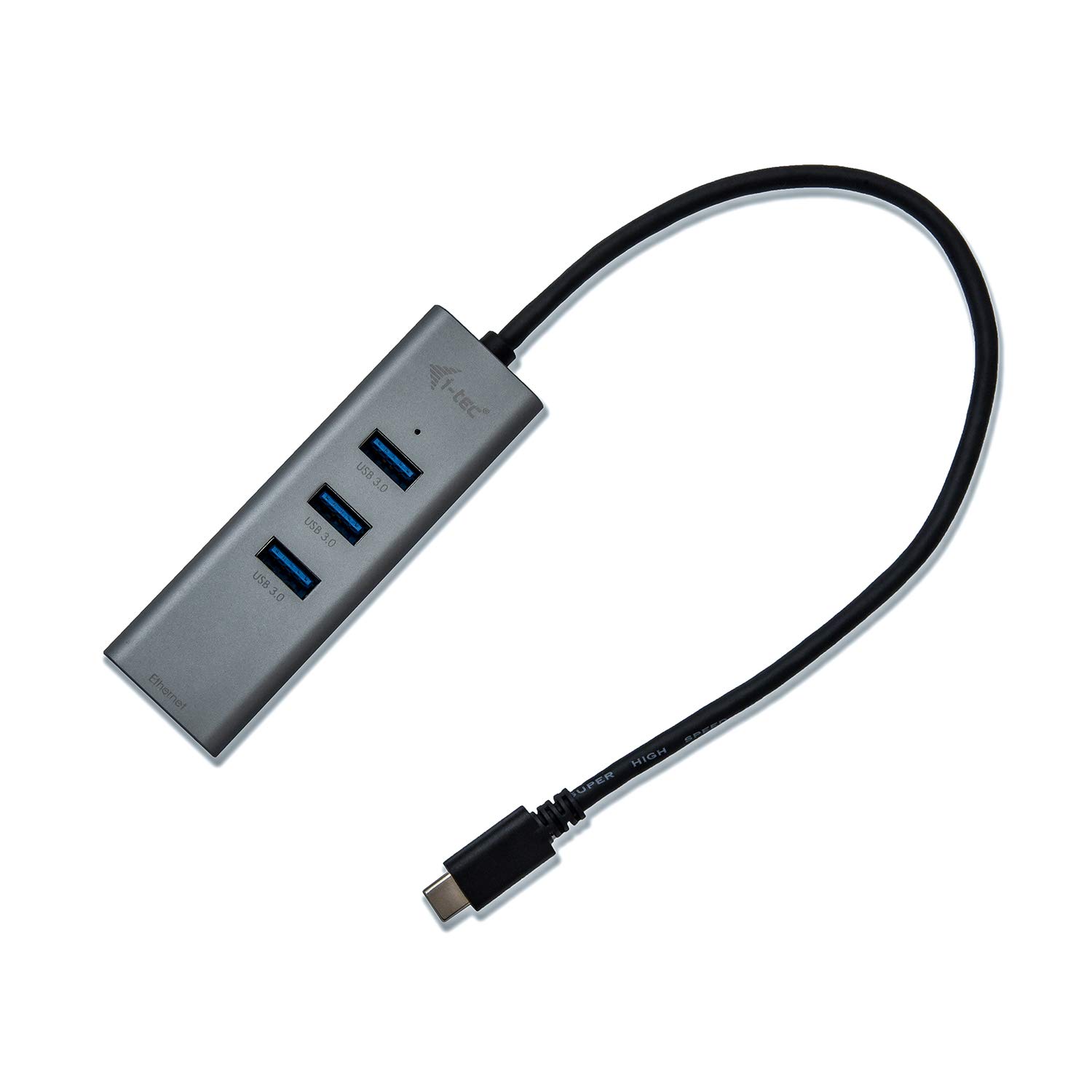i-tec USB-C Métal 3-Port USB HUB avec Gigabit Ethernet Adapter 1x USB-C vers RJ-45 3x USB 3.0 Port pour Windows MacOS Linux Android Thunderbolt 3 Compatible
