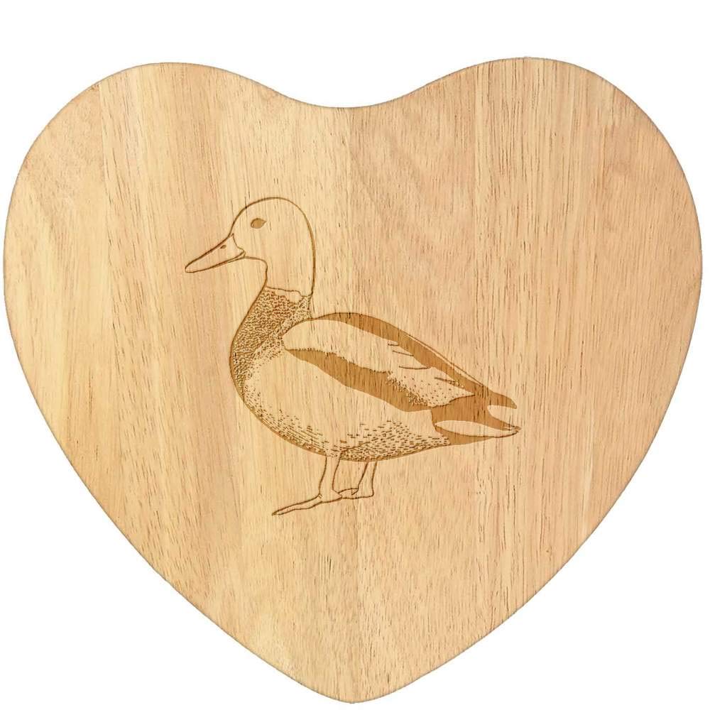 Azeeda 'Duck' Wooden Heart Shaped Chopping/Cutting Board (WB00046534)