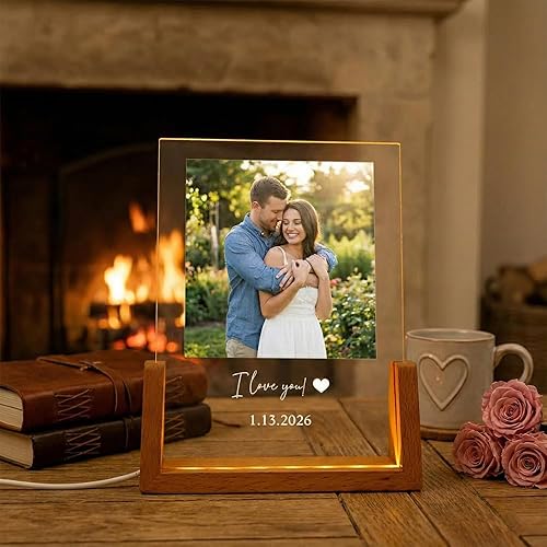 Miniatura 2 de Placa de luz nocturna personalizada, lámpara de fotos para parejas, luz nocturna LED personalizada, regalo de San Valentín para ella, él, familia y