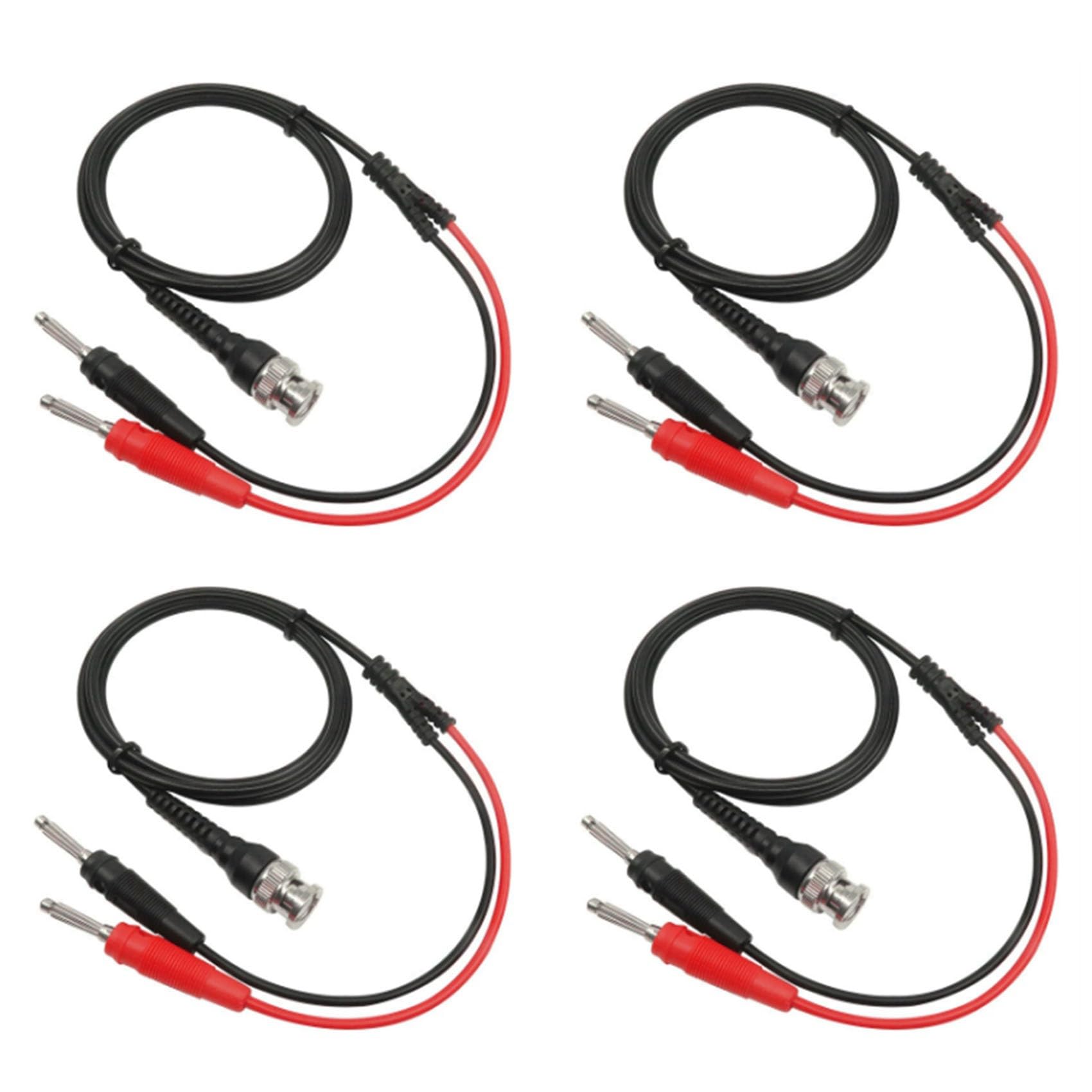 Jnchdghwa As Shown 4X P1009 Bnc To Dual 4Mm Stackable Banana Plug Test Lead Probe Bnc Cable For Oscilloscope Signal Generator 120Cm