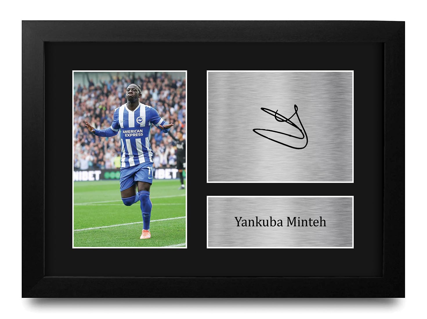 HWC Trading Yankuba Minteh Brighton & Hove Albion Gifts Printed Signed Autograph Picture for Football Fans and Supporters - A4 Framed