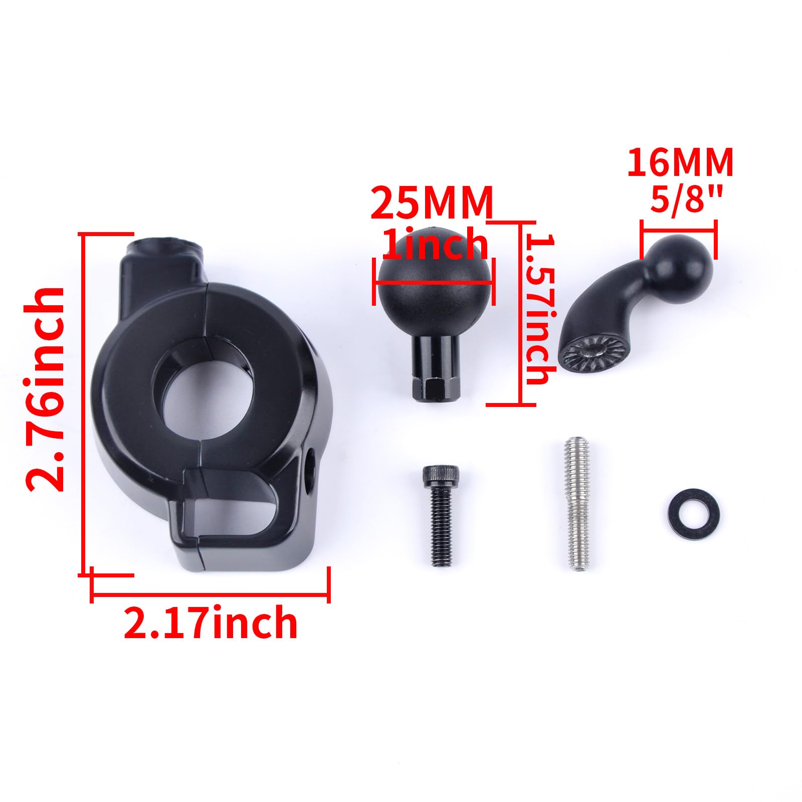 PANICAL Support gauche de téléphone portable pour GPS de navigation - Porte-gobelet pour moto Honda Goldwing GL1800 F6B DCT DOT 2018-2025 - Tête sphérique en TPU de 17 mm - Universel - 25 mm (support
