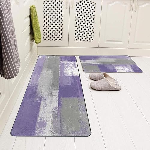 Vista 263 de TOMWISH - Tapetes de cocina para piso, color turquesa, gris, abstracto, pintura artística, 17 x 48 + 17 x 24 pulgadas, juego de alfombras de cocina