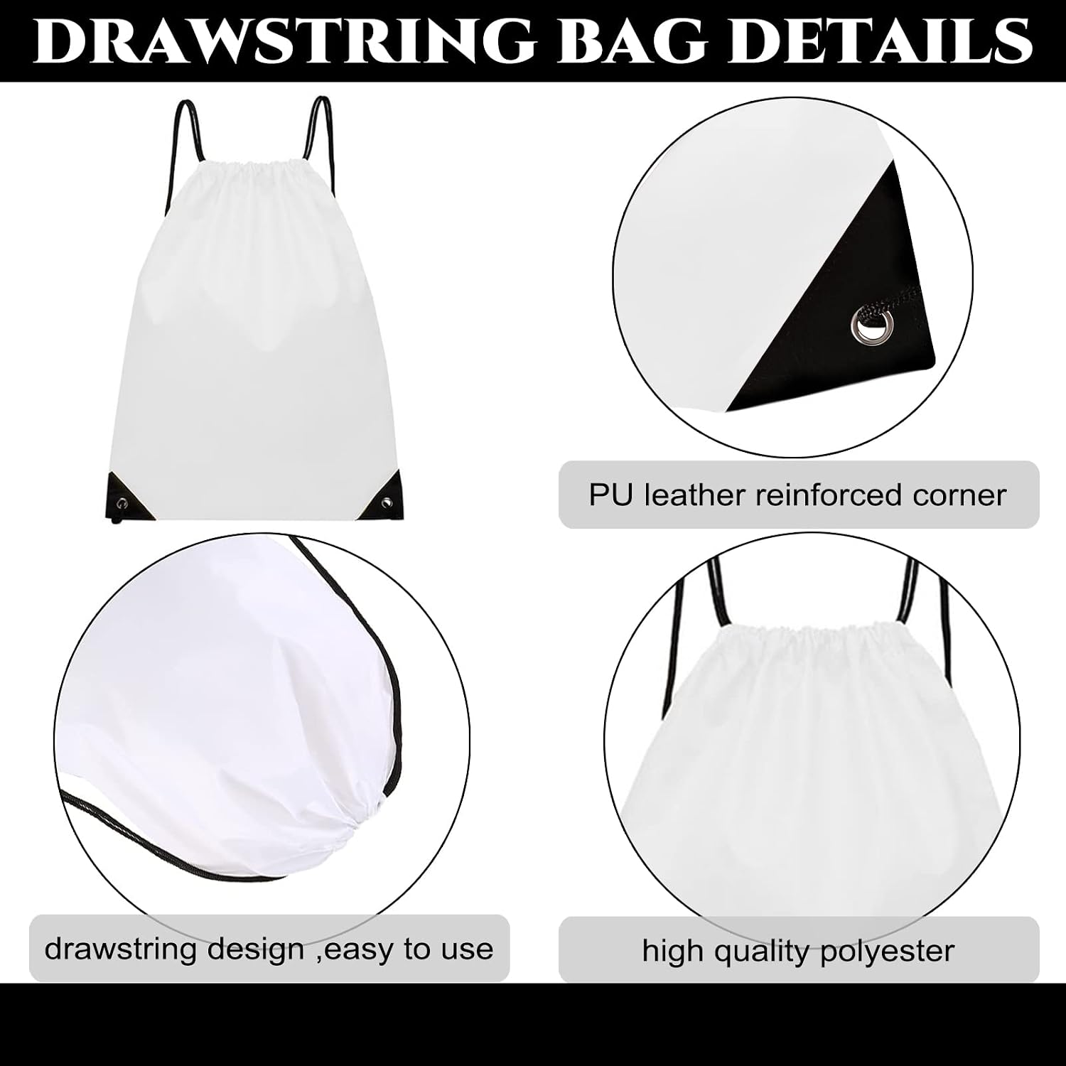 RLGPBON 12/24/48 Pack Drawstring Backpack Bulk Sport Bags Cinch Sack with String DIY Gym Sports Sackpack for Women Men