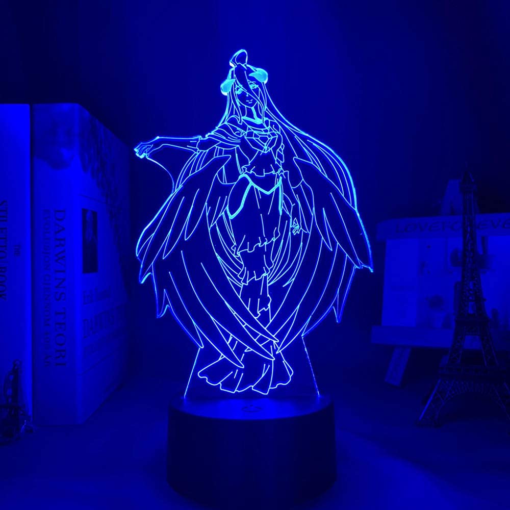 3D Night Light Illusion Anime lamp Overlord Albedo Led Night Light for Bedroom Decor Gift Nightlight Anime Waifu Lamp Albedo Overlord -Remote Control