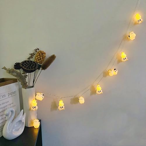Miniatura 7 de Linda luz nocturna de vaca, de granja, con leche, vaca, funciona con pilas, 3M, 20 LED, decoración de hadas para niños, niñas, dormitorio,