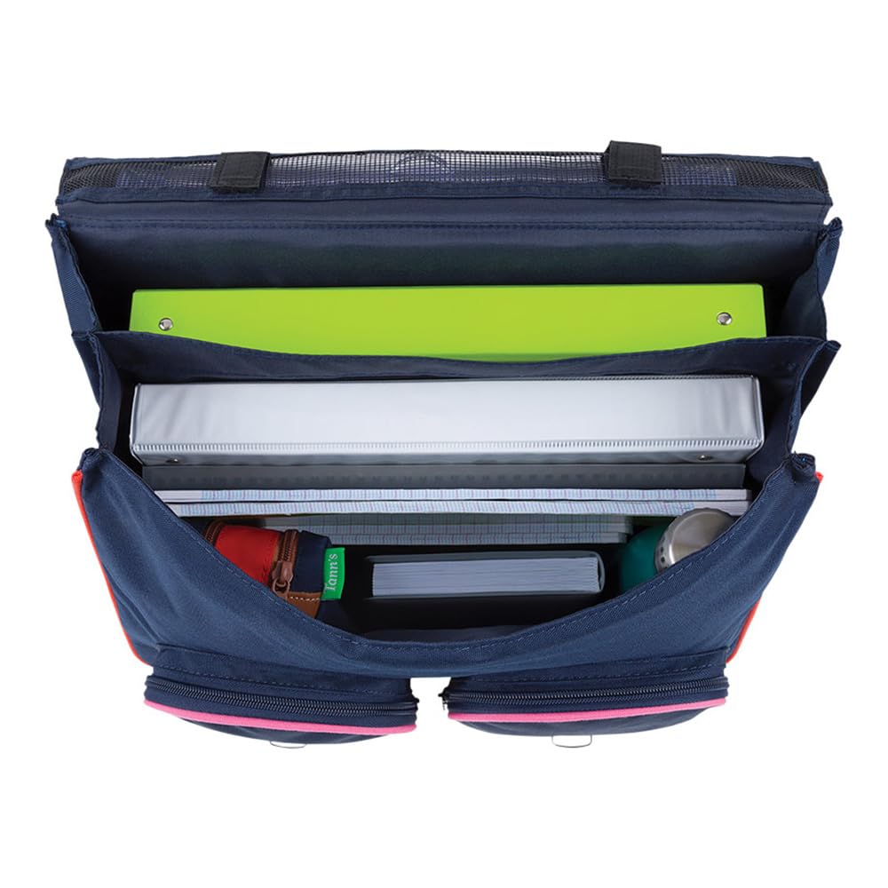 Tann's - Cartella Romy Marine 41 cm - Stampa a pois, ganse rosa glitterata e pompon in tulle - Cartella scolastica ragazza 2 soffietti - CE2 CM1 CM2