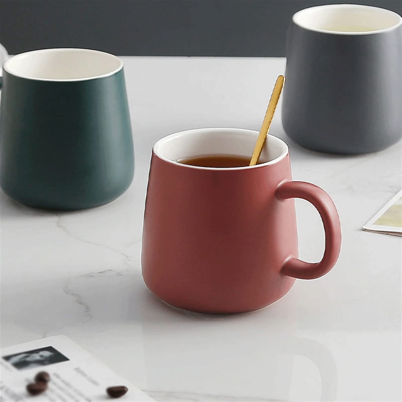 Tazas Taza de café de cerámica Simple de 380ML, Taza de Leche for el hogar, Taza de Desayuno, Taza for Beber en la Oficina Taza de cerámica (Color : Grey)