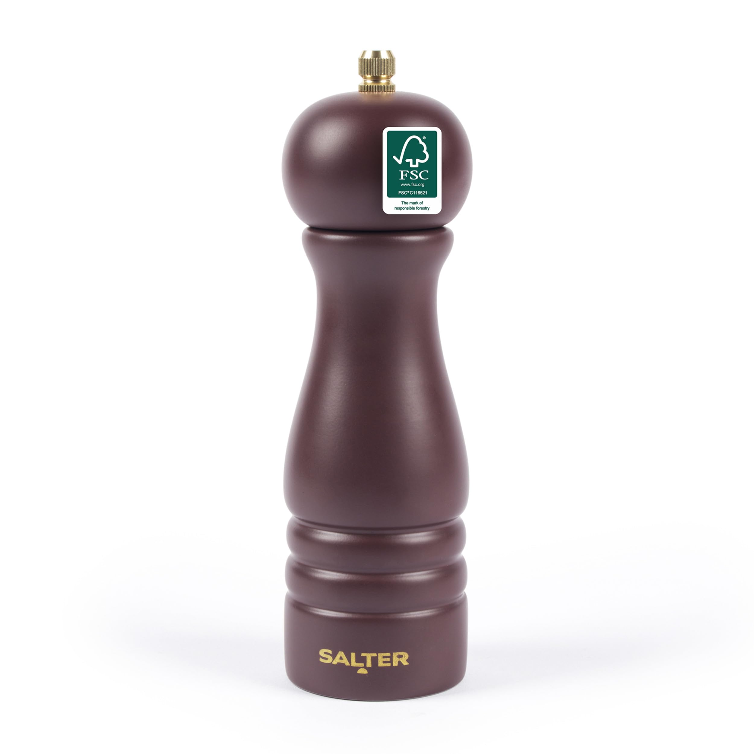 Salter Olea Salt and Pepper Grinder, Wooden Manual Mill, Mulberry