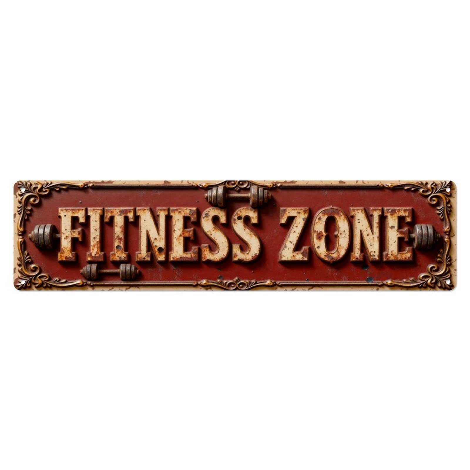 Fitness Zone Rustic Gym Sign Metal Tin Sign Plaque