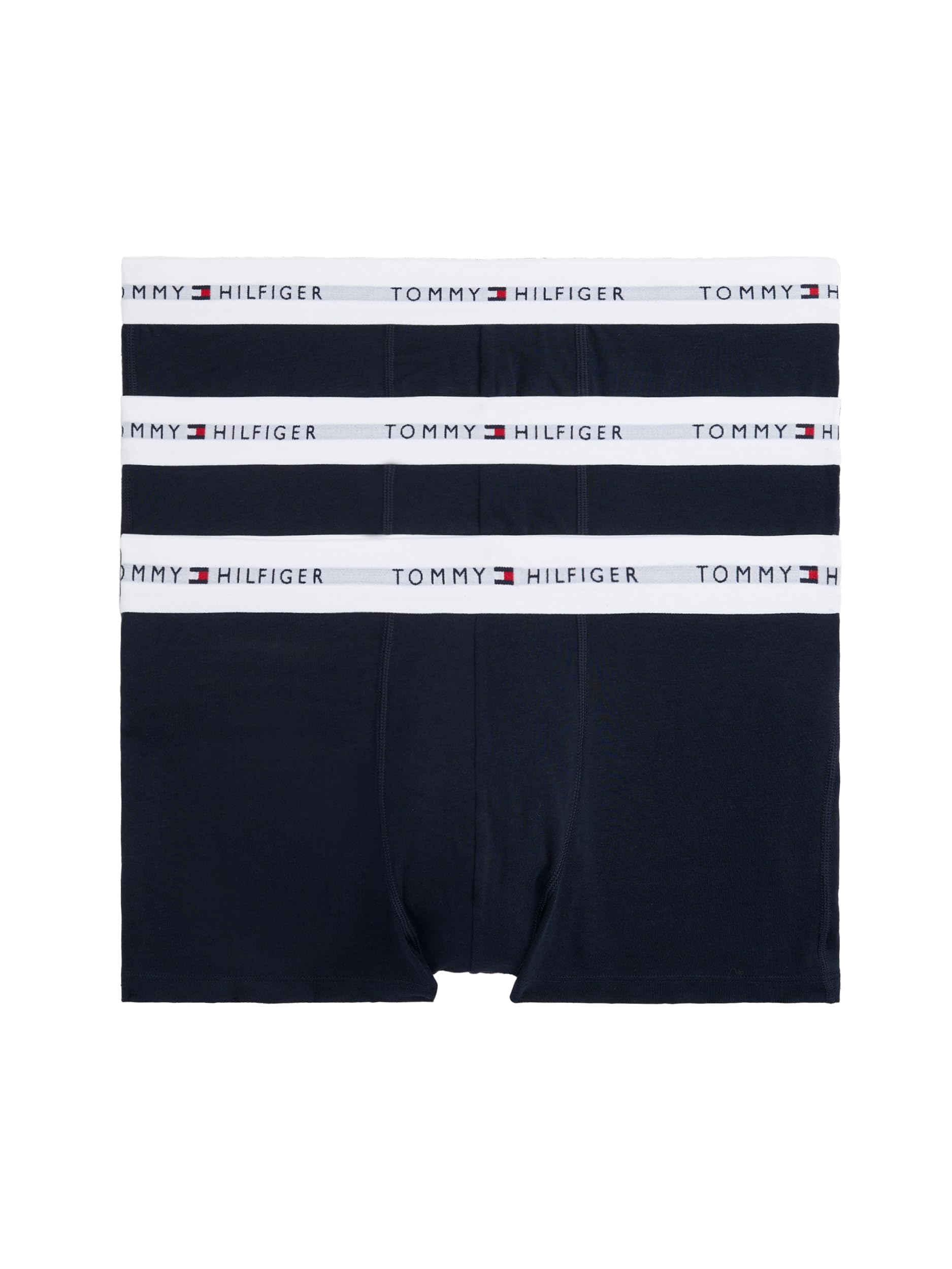 Tommy Hilfiger Men’s 3 Pack Trunks with Logo Waistband, Blue (Desert Sky/Desert Sky/Desert Sky), S