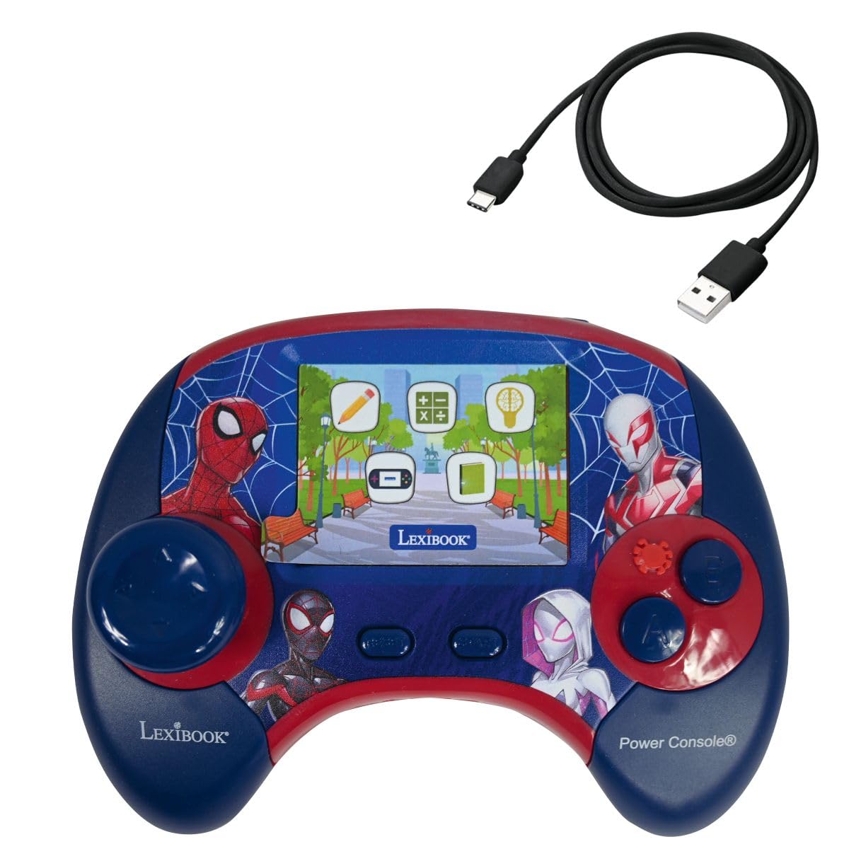 Lexibook, Spider-Man Consola Educativa Power Console, JCG100SPi2LXB | Español/Inglés, 100 actividades, consola de juegos educativa