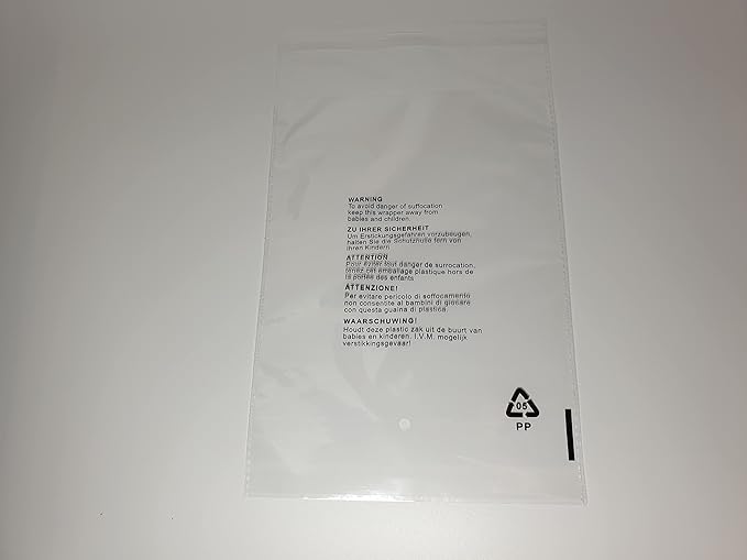 100 X (9″ x 12″) 228mm x 305mm Self Seal Clear Poly Bags with