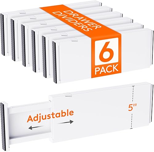 Miniatura 10 de Lifewit - Paquete de 8 separadores de cajones de plástico de 15 cm de alto, 34-56 cm ajustables, organizadores de cajones para ropa, separadores