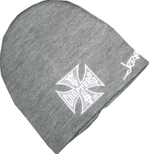 Bonnet WCC West Coast Choppers Beanie Iron Cross Grey en maille grise
