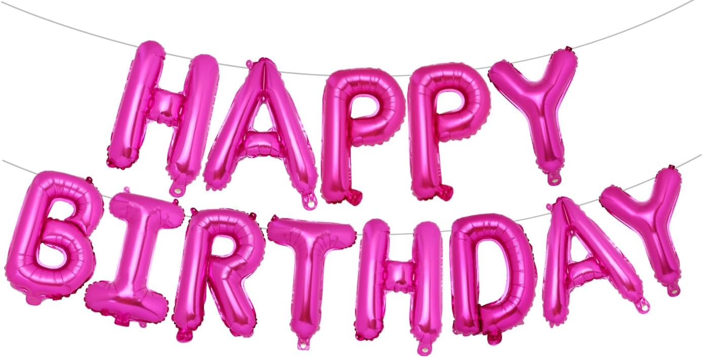 PIGETALE Hot Pink Happy Birthday Balloon, 16 Inch