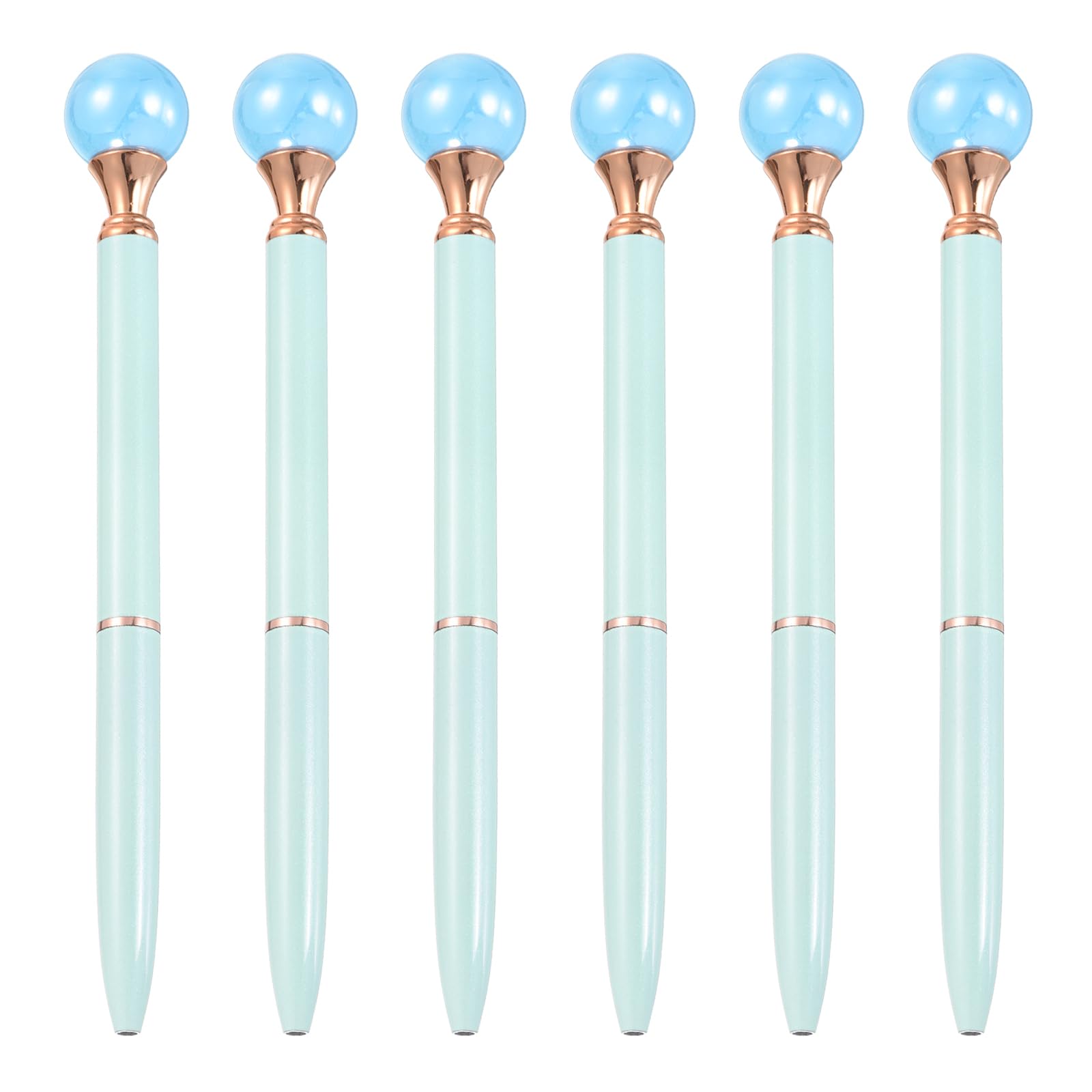 PATIKIL Pearl Ballpoint Pen, 6Pcs Sparkling Bling Metal Pen with Pearl Top Elegant 1.0mm Black Ink Ballpoint Refillable for Office Business Wedding Party Birthday Gift, Candy Light Blue โ image 1