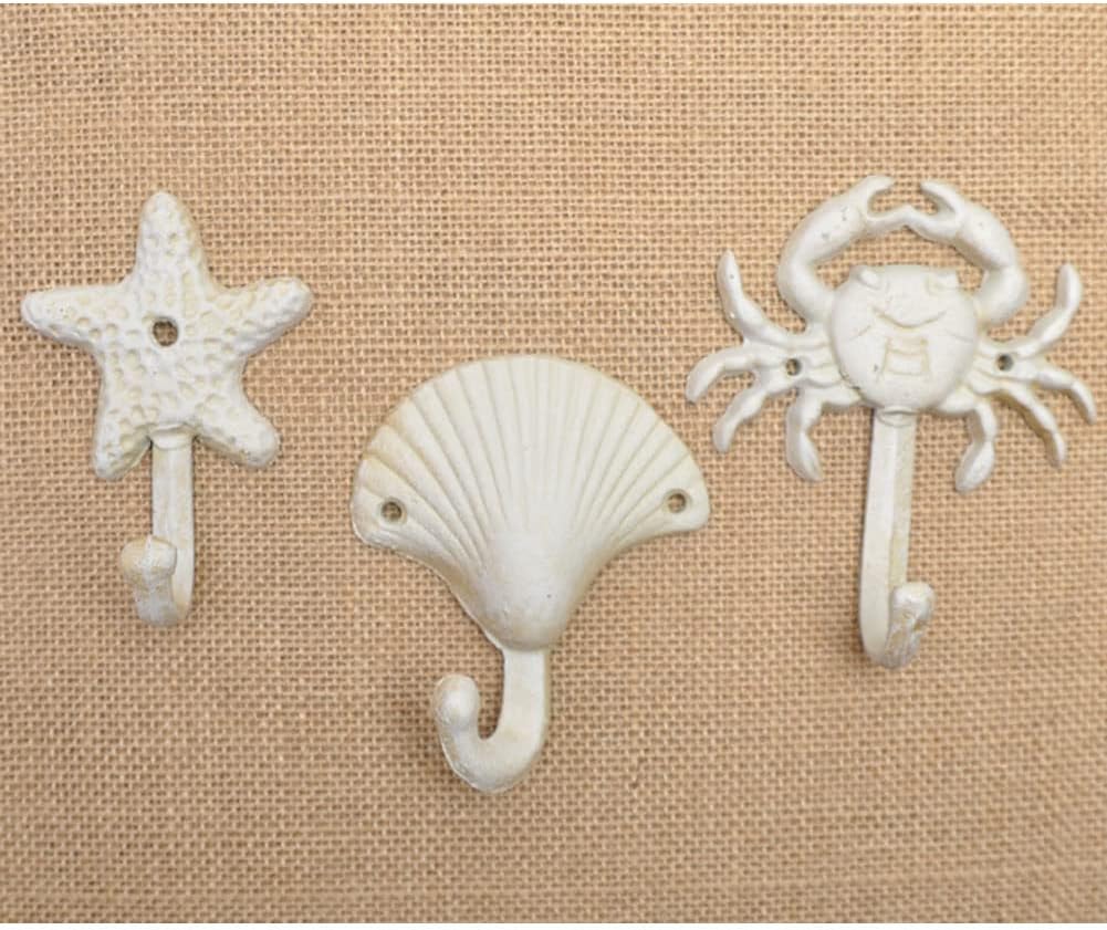 Crab Shell Starfish Coat Hooks, Beach Marine Style Wall Hooks Coat Hooks for Towel, Key, Robe, Coats, Scarf, Bag, Cap, Coffee Cup, Mugs Nautical Coat Hook Ocean Décor 3 Pieces - Image 7