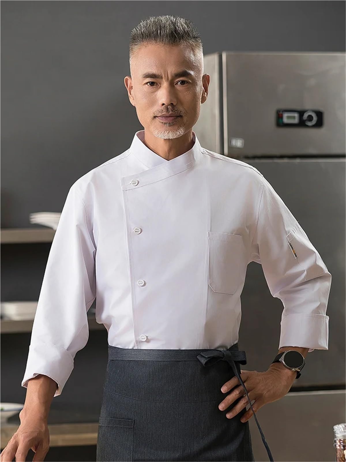 Divisa Da Cuoco Uniforme da lavoro for chef, a maniche lunghe, autunnale, for ristoranti, hotel, cucine, panetterie, servizi di ristorazione, giacca for uomo, abbigliamento da cuoco Per Chef(5XL)